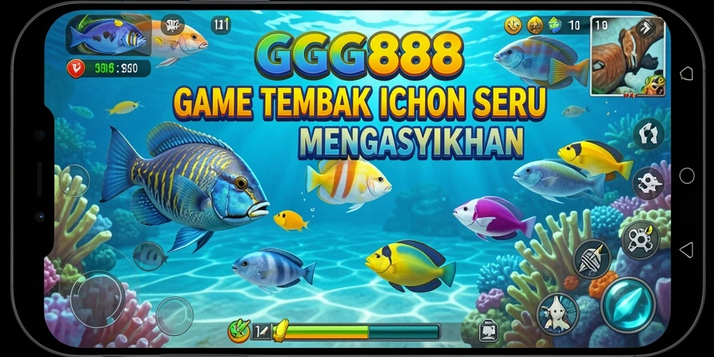 Tampilan gameplay GGG888 dengan berbagai ikan menarik untuk diburu.