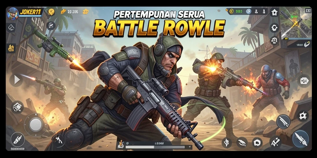 Screenshot gameplay JOKER11 dengan aksi Battle Royale yang mendebarkan.