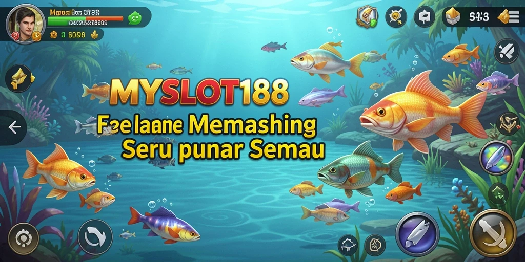 Tampilan gameplay MYSLOT188 yang menarik saat memancing ikan besar.