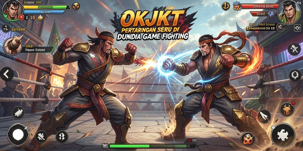 Tampilan gameplay seru di <strong>OKJKT</strong> dengan karakter bertarung di arena.