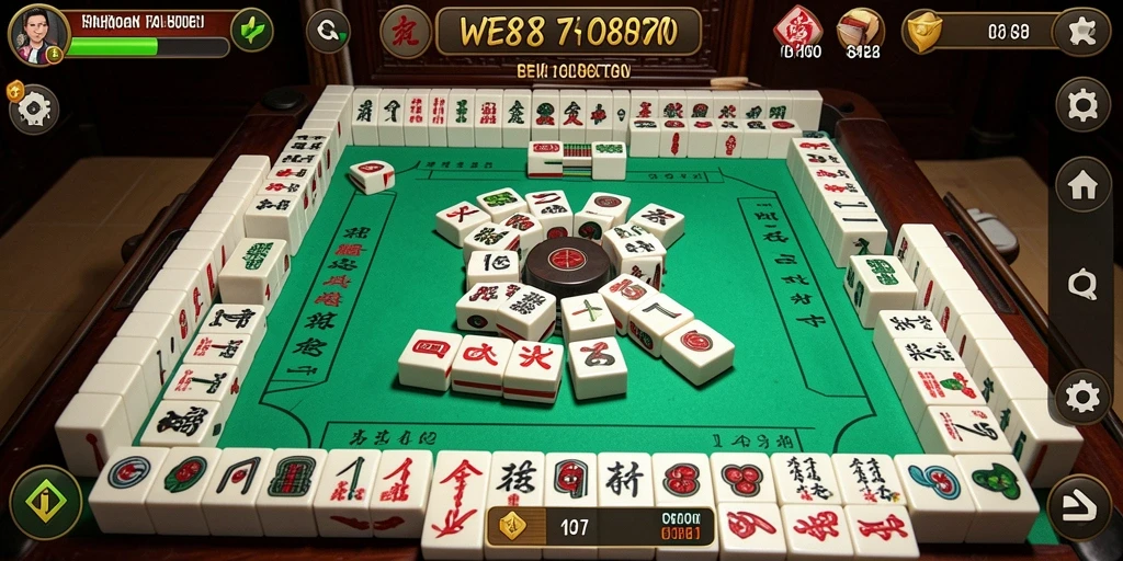 Screenshot utama WE878 menampilkan gameplay Mahjong yang seru.